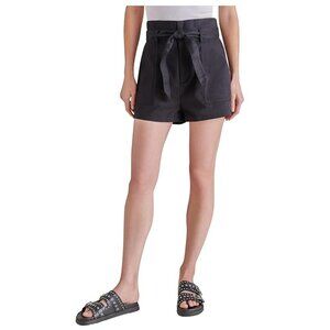 NWT Steve Madden Women's Seaside Cinch Paperbag Shorts Black Size 2XL $65 3C621